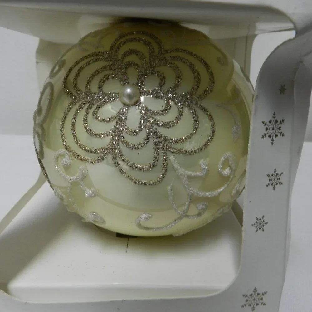 Dagmara Poland Handmade Christmas Ornament large ball sequin blown glass NEW NIB
